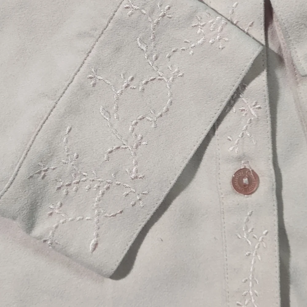 Relativity Pink Floral Embroidered Button Down Shirt XL